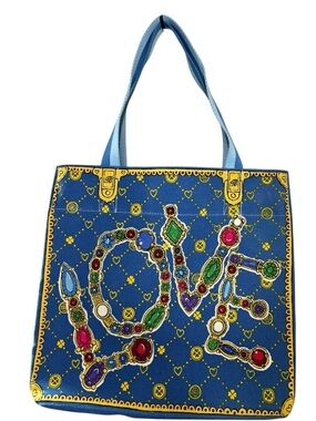 Brighton “Love” Canvas Tote Bag | Colorful Charm Print | Large Shopper